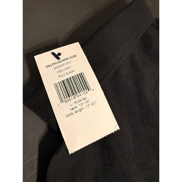 New Polo Ralph Lauren Dogs Big Pony Polo Shirt Black Yellow Size L Pet Clothes - Picture 3 of 4